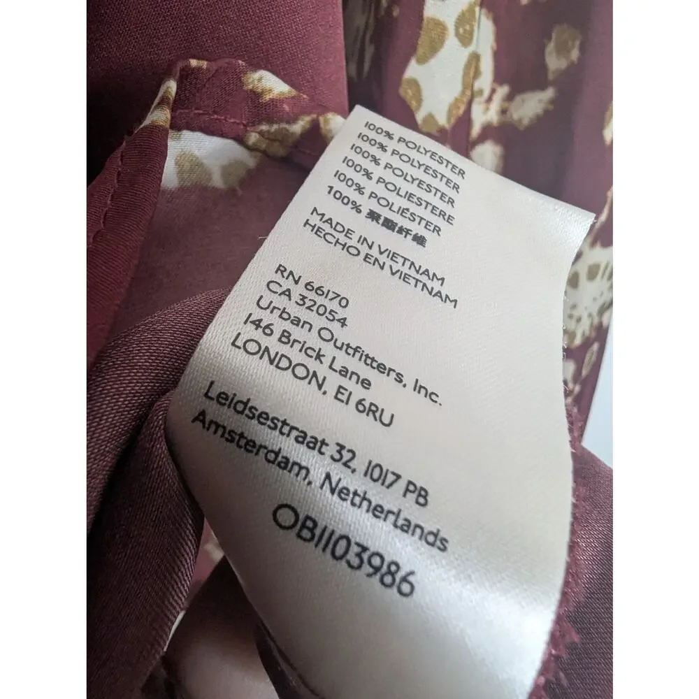 Free People Run Free Floral Tie Button Front Long Sleeve Blouse Boho